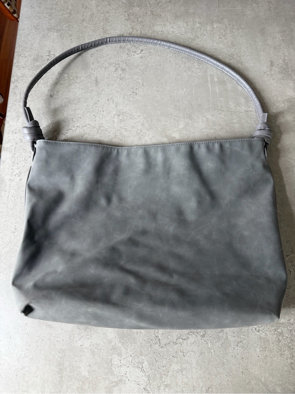 8 Other Reasons Grey Faux Suede Betsy Slouchy Hobo Shoulder Bag